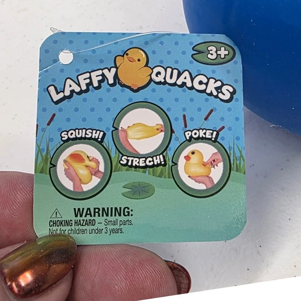 Laffy Quacks Blue Rubber Duck Squish Stretch Sensory Toy Stress Ball Fidget NEW